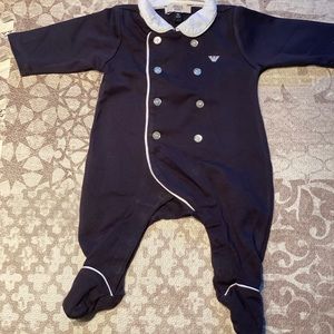 Armani Baby Blue Collared Onesie 1 month/50 cm